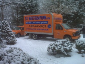 Water Damage Enfield Truck At Winter Job Location